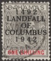 Click for more photos and details Bahamas 1942 KGVI Columbus 1sh Brownish Grey and Scarlet Used SG171