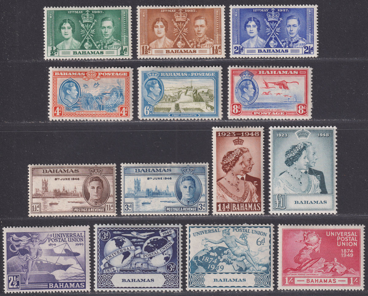Bahamas 1937-49 King George VI Selection Mint Coronation, Pictorials, RSW, UPU