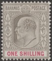 Bahamas 1907 KEVII 1sh Brownish Grey and Carmine Mint SG68