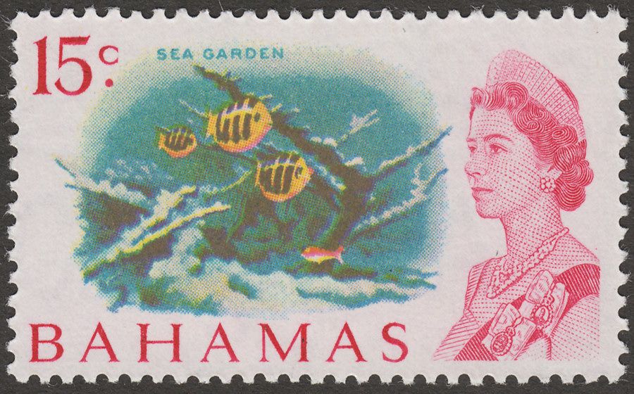 Bahamas 1970 QEII 15c Sea Garden White Paper Mint SG304a