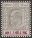Click for more photos and details Bahamas 1907 KEVII 1sh Brownish Grey and Carmine wmk Crown CA Mint SG68