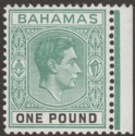 Bahamas 1943 KGVI £1 Blue-Green and Black Mint SG157a