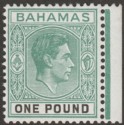 Click for more photos and details Bahamas 1943 KGVI £1 Blue-Green and Black Mint SG157a