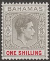 Click for more photos and details Bahamas 1948 KGVI 1sh Pale Brownish Grey and Crimson Mint SG155d