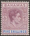 Click for more photos and details Bahamas 1942 KGVI 5sh Purple and Blue Mint SG156b