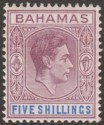 Bahamas 1942 KGVI 5sh Purple and Blue Mint SG156b