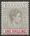 Click for more photos and details Bahamas 1948 KGVI 1sh Pale Brownish Grey and Crimson Mint SG155d