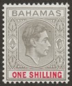 Bahamas 1948 KGVI 1sh Pale Brownish Grey and Crimson Mint SG155d