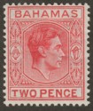 Click for more photos and details Bahamas 1941 KGVI 2d Scarlet with Variety Short T Mint SG152ba