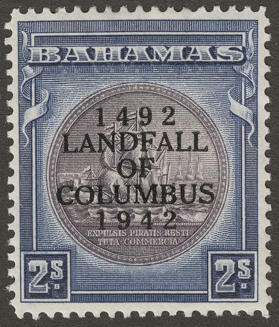 Bahamas 1942 KGVI Columbus 2sh Slate-Purple and Indigo Mint SG172