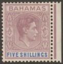 Click for more photos and details Bahamas 1938 KGVI 5sh Lilac and Blue Mint SG156