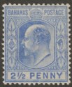 Click for more photos and details Bahamas 1906 KEVII 2½d Ultramarine wmk Multi Crown Mint SG73