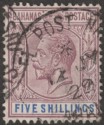 Bahamas 1924 KGV 5sh Dull Purple and Blue wmk Script Used SG124