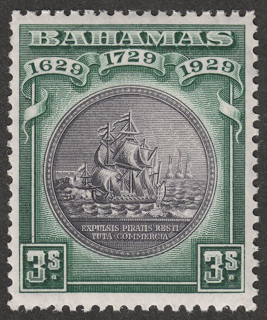 Bahamas 1930 Tercentenary 3sh Black and Green SG130