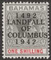 Click for more photos and details Bahamas 1942 KGVI Columbus 1sh Brownish Grey + Scar Mint SG171 Variety Dot in O