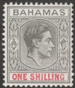 Bahamas 1944 KGVI 1sh Grey-Black and Bright Crimson Mint SG155c