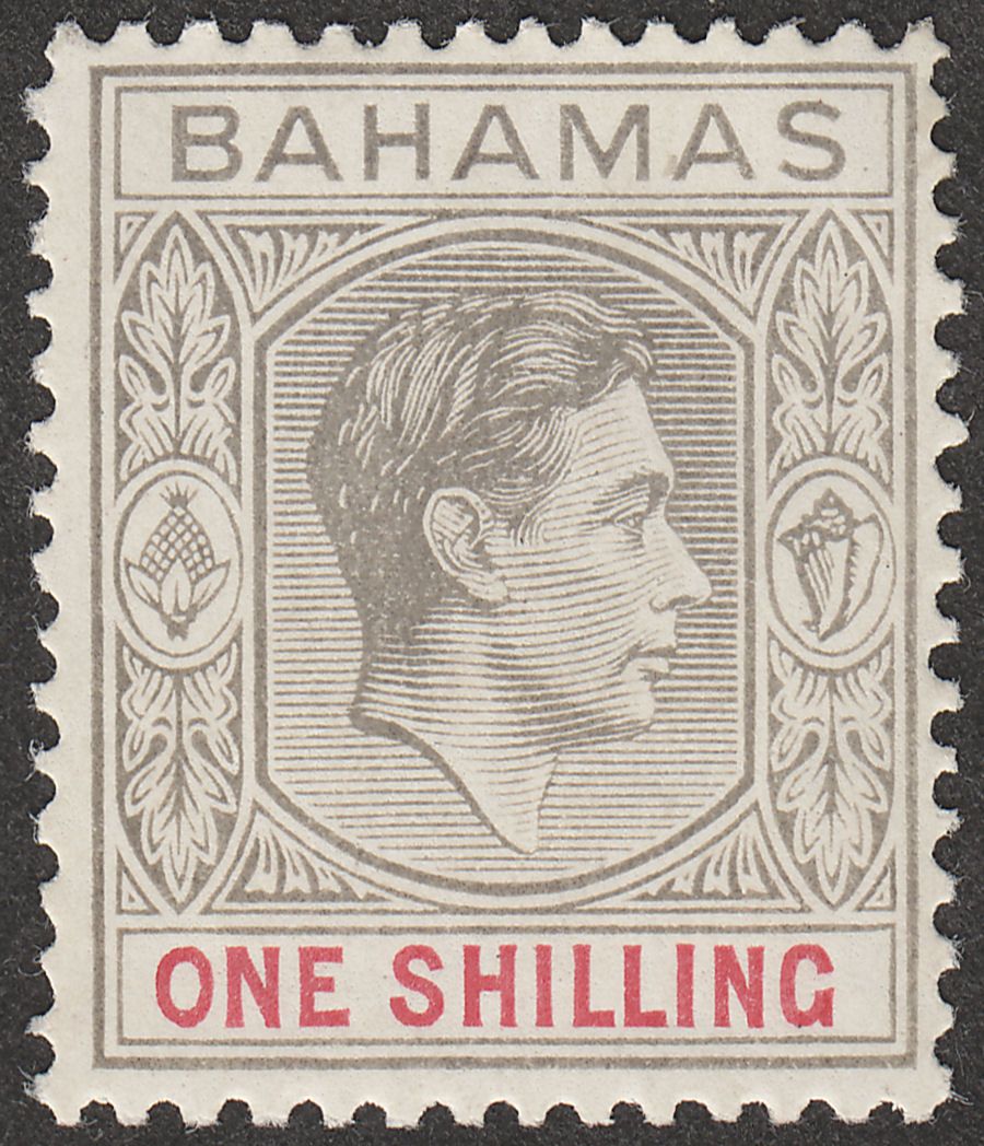 Bahamas 1938 KGVI 1sh Grey-Black and Carmine Mint SG155