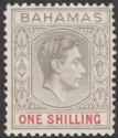 Click for more photos and details Bahamas 1938 KGVI 1sh Grey-Black and Carmine Mint SG155