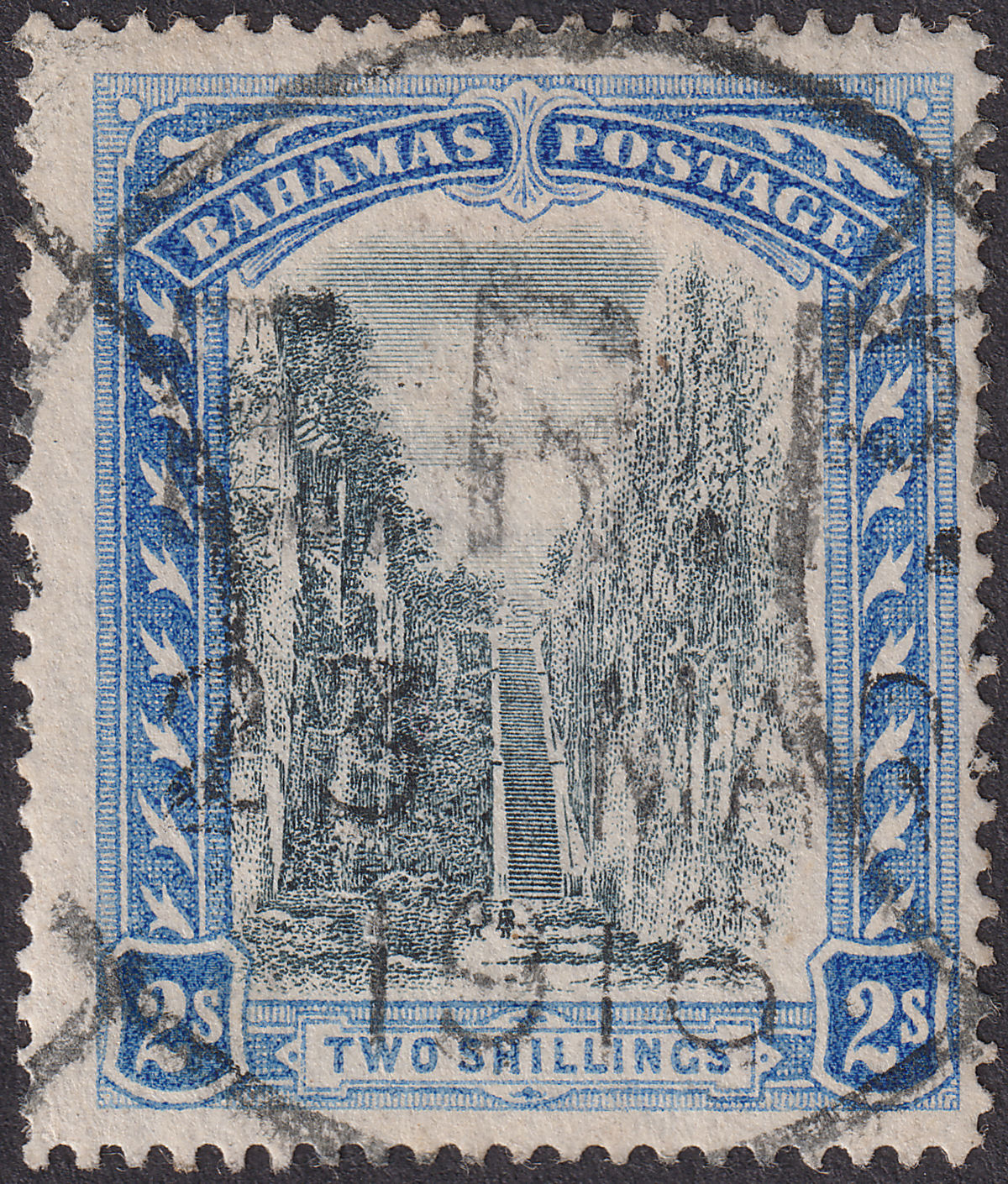 Bahamas 1901 KGV Staircase 2sh Black and Blue Fiscally Used SG60 ERP Cancel