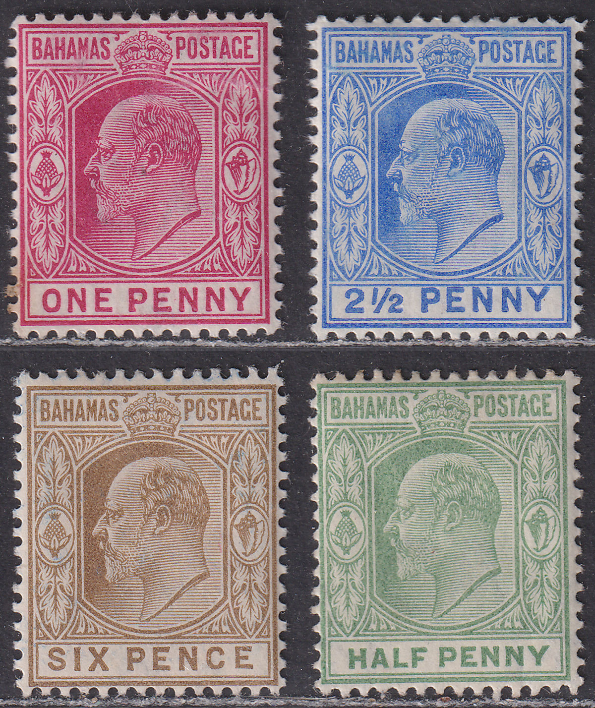 Bahamas 1902-06 King Edward VII Selection to 6d Mint