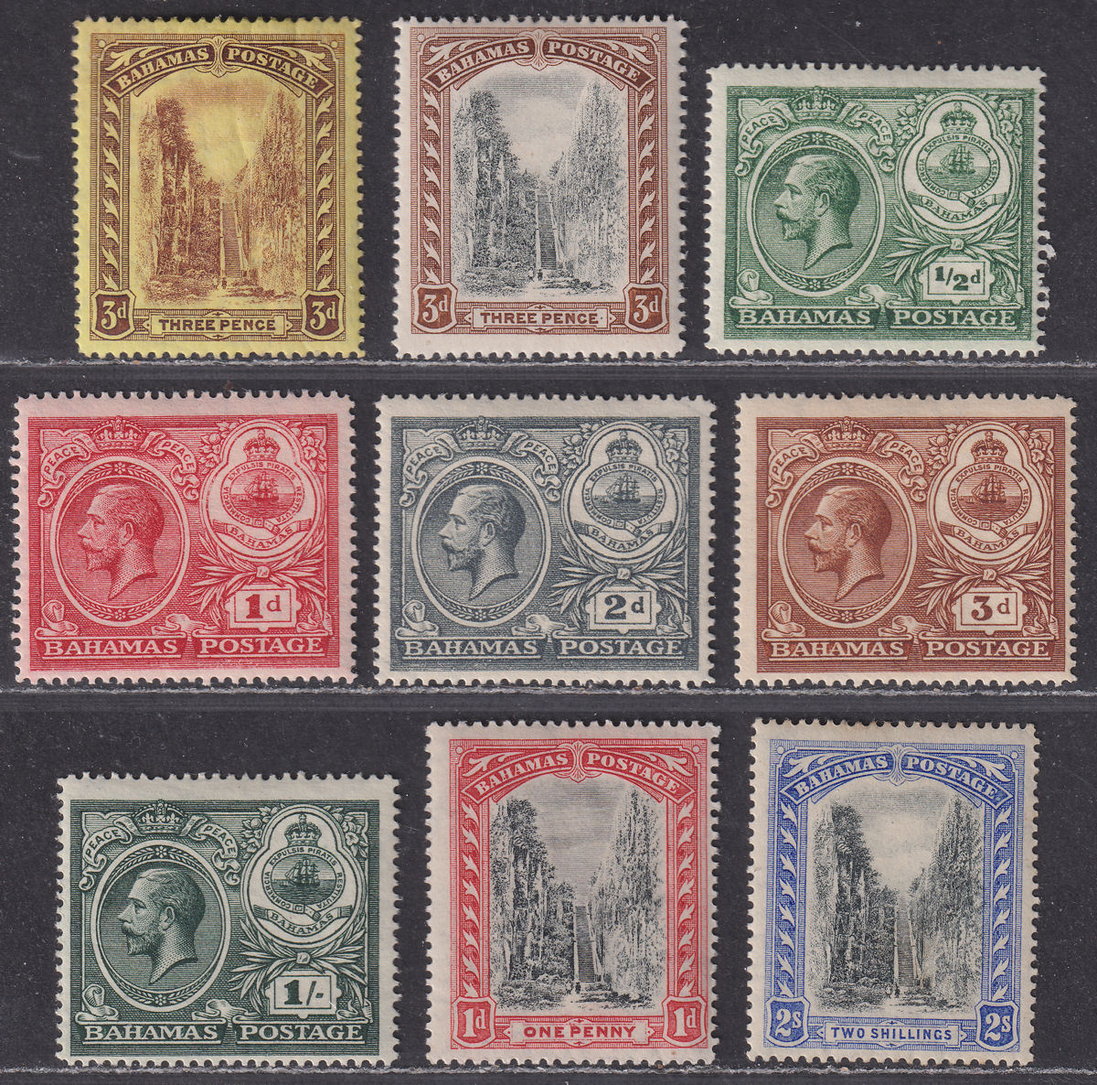 Bahamas 1911-22 KGV Queen's Staircase / Peace Selection to 2sh Mint