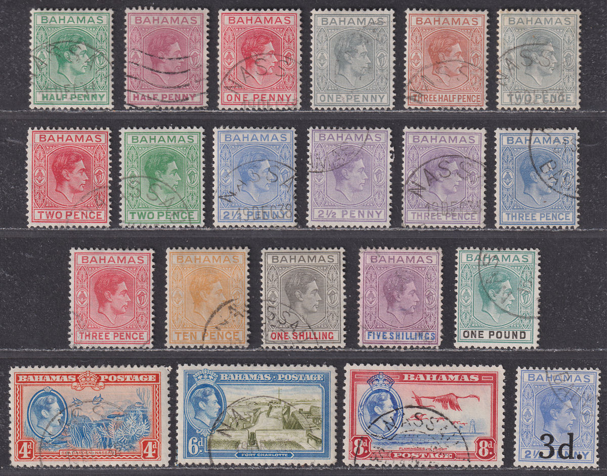Bahamas 1938-52 King George VI Set Used SG149-157a cat £90
