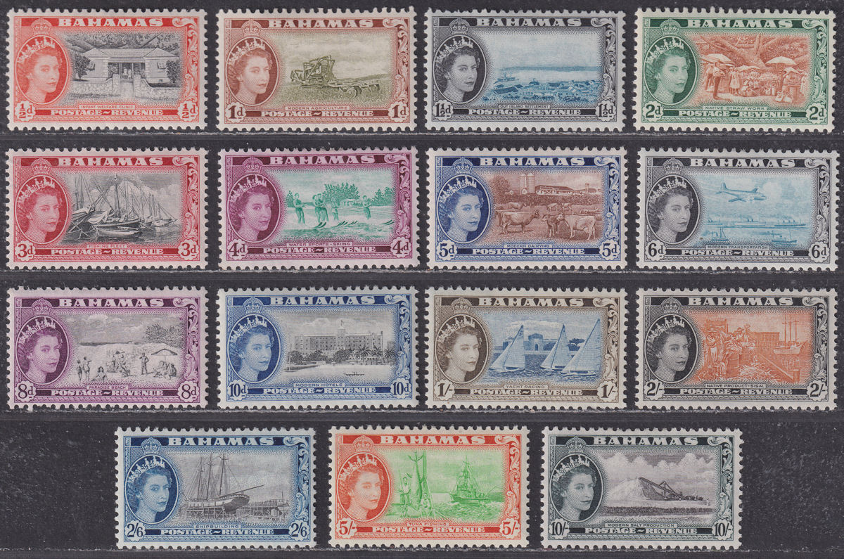 Bahamas 1954 Queen Elizabeth II Set to 10sh Mint SG201-215 cat £65