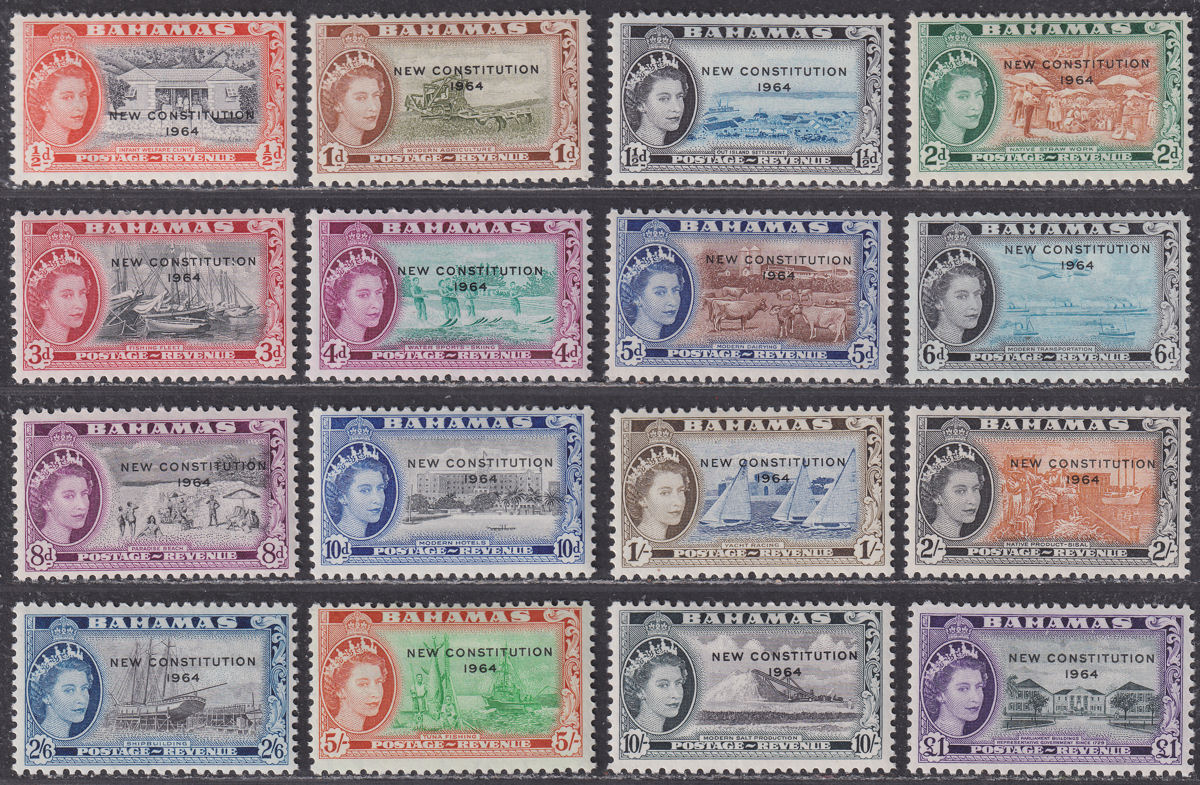 Bahamas 1964 QEII New Constitution Overprint Set Mint SG228-243 cat £38