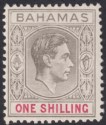 Click for more photos and details Bahamas 1938 KGVI 1sh Grey-Black and Carmine Mint SG155