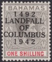 Click for more photos and details Bahamas 1942 KGVI Columbus 1sh Brownish Grey and Scarlet Mint SG171