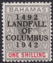 Click for more photos and details Bahamas 1942 KGVI Columbus 1sh Brownish Grey and Scarlet Mint SG171