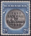 Click for more photos and details Bahamas 1942 KGVI Columbus 2sh Brownish Black and Indigo Mint SG172a