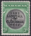 Click for more photos and details Bahamas 1942 KGVI Columbus 3sh Brownish Black and Green Mint SG173a