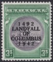 Click for more photos and details Bahamas 1942 KGVI Columbus 3sh Slate-Purple and Myrtle-Green Mint SG173