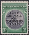 Click for more photos and details Bahamas 1942 KGVI Columbus 3sh Slate-Purple and Myrtle-Green Mint SG173