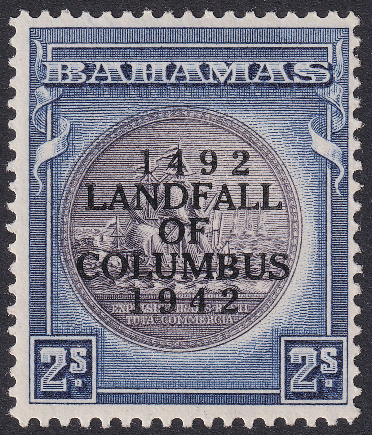 Bahamas 1942 KGVI Columbus 2sh Slate-Purple and Indigo Mint SG172