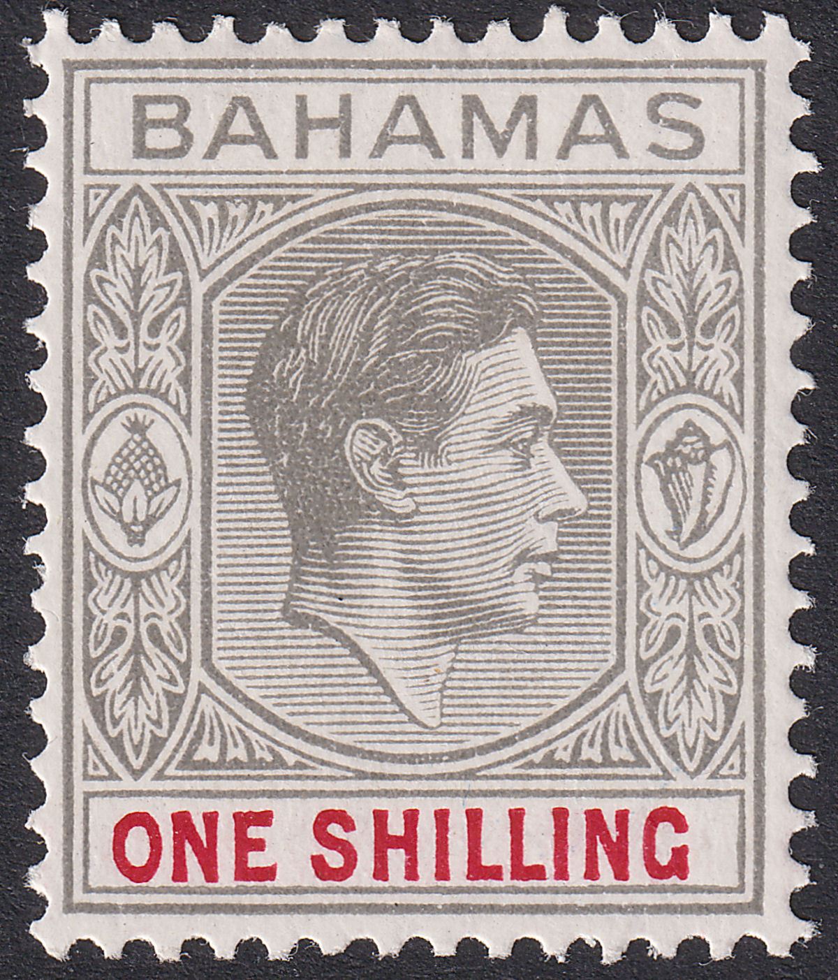 Bahamas 1948 KGVI 1sh Pale Brownish Grey and Crimson Mint SG155d
