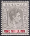 Click for more photos and details Bahamas 1948 KGVI 1sh Pale Brownish Grey and Crimson Mint SG155d