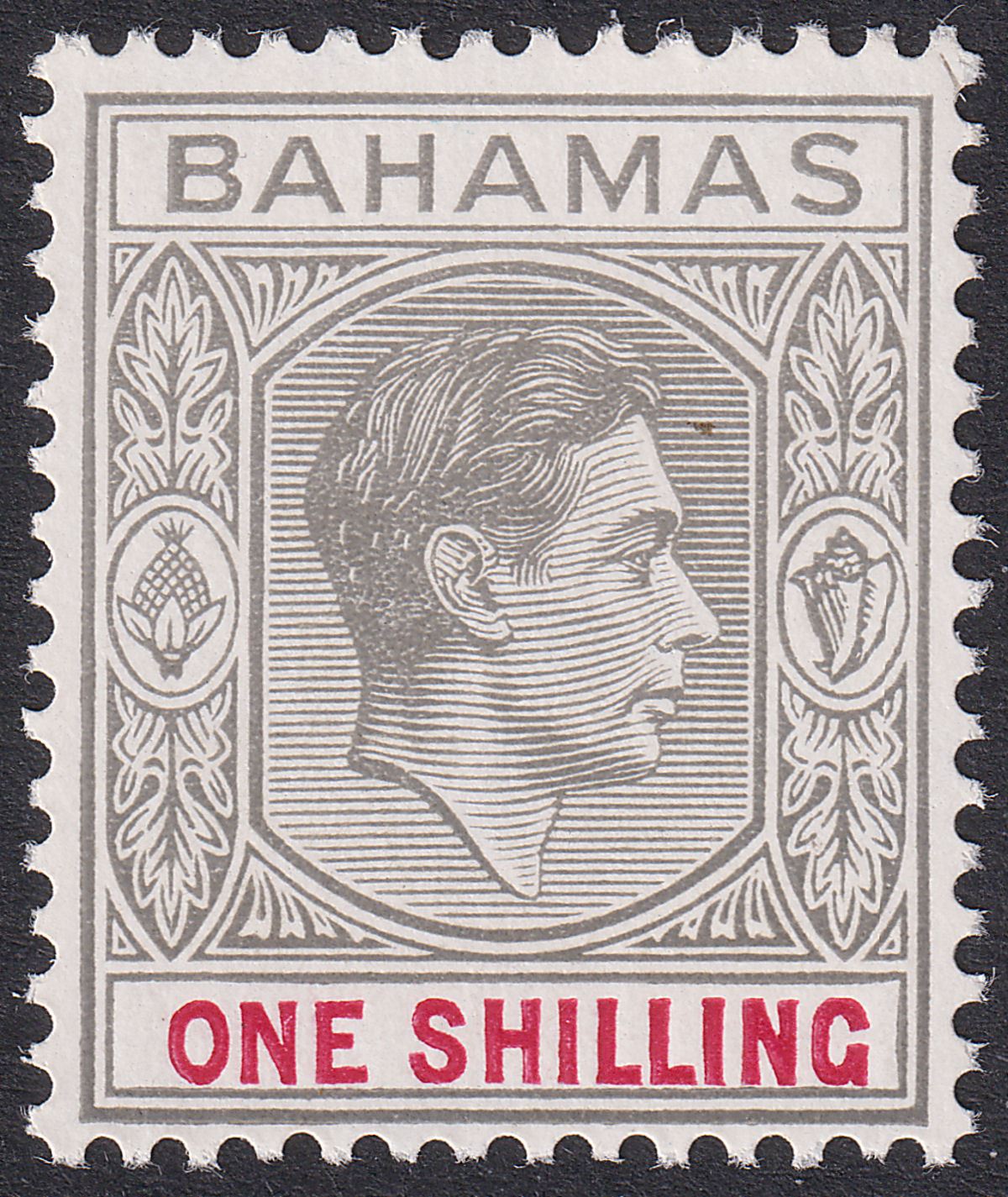 Bahamas 1948 KGVI 1sh Pale Brownish Grey and Crimson Mint SG155d