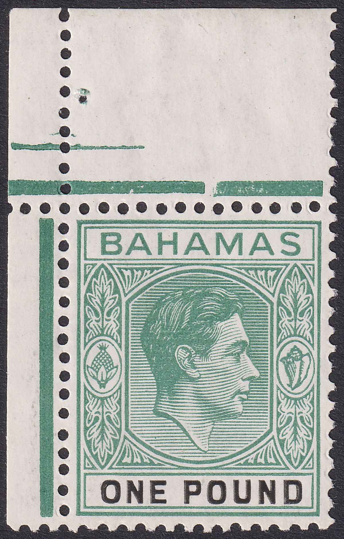 Bahamas 1938 KGVI £1 Deep Grey-Green and Black Mint SG157