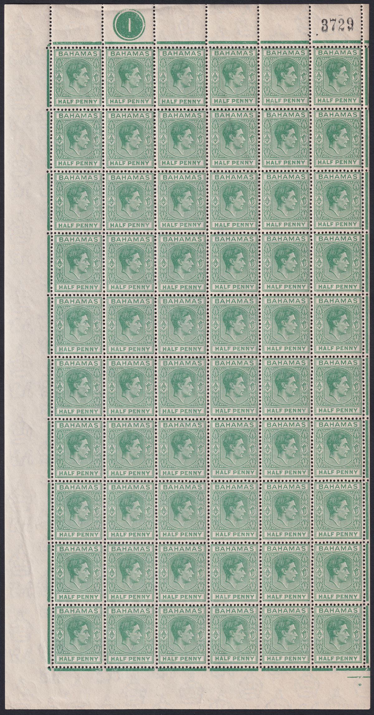 Bahamas 1938 KGVI ½d Green Sheet with Variety Elongated E Mint SG149a c£200++