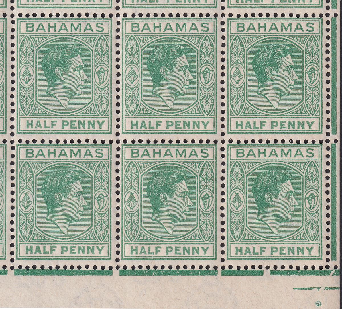 Bahamas 1938 KGVI ½d Green Sheet with Variety Elongated E Mint SG149a c£200++