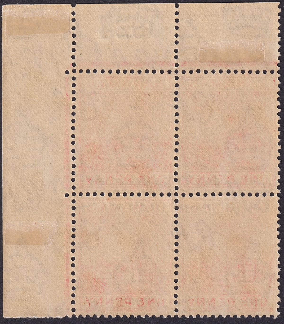Bahamas 1938 KGVI 1d Carmine Sheet No Block of 4 w Damaged Y + O Mint SG150