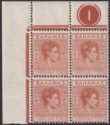 Click for more photos and details Bahamas 1942 KGVI 1½d Deep Red-Brown Plate 1 Corner Block of 4 Mint SG151