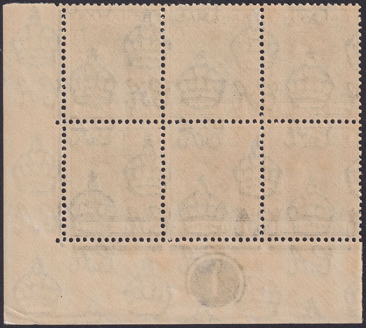 Bahamas 1938 KGVI 2d Pale Slate Plate 1 Corner Block of 6 Mint SG152 cat £114