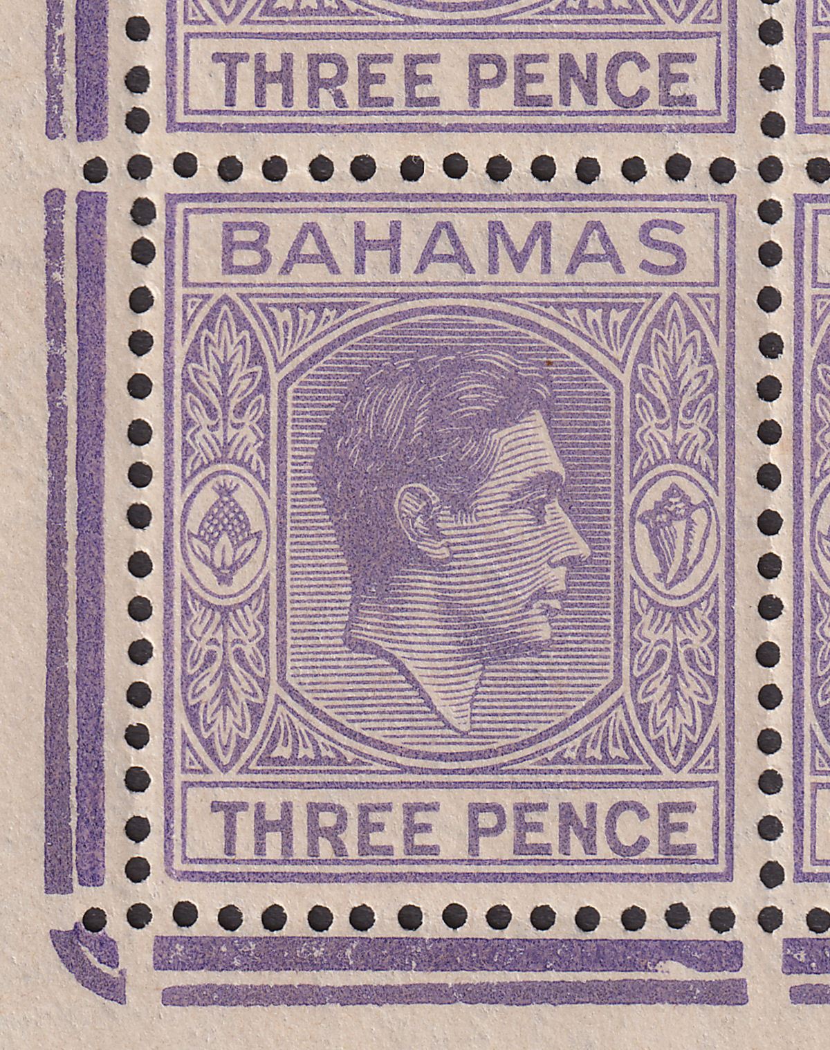 Bahamas 1938 KGVI 3d Violet Lower Corner Block Mint SG154 cat £72
