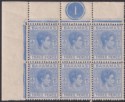 Click for more photos and details Bahamas 1943 KGVI 3d Blue Plate 1 Corner Block of 6 Mint SG154a