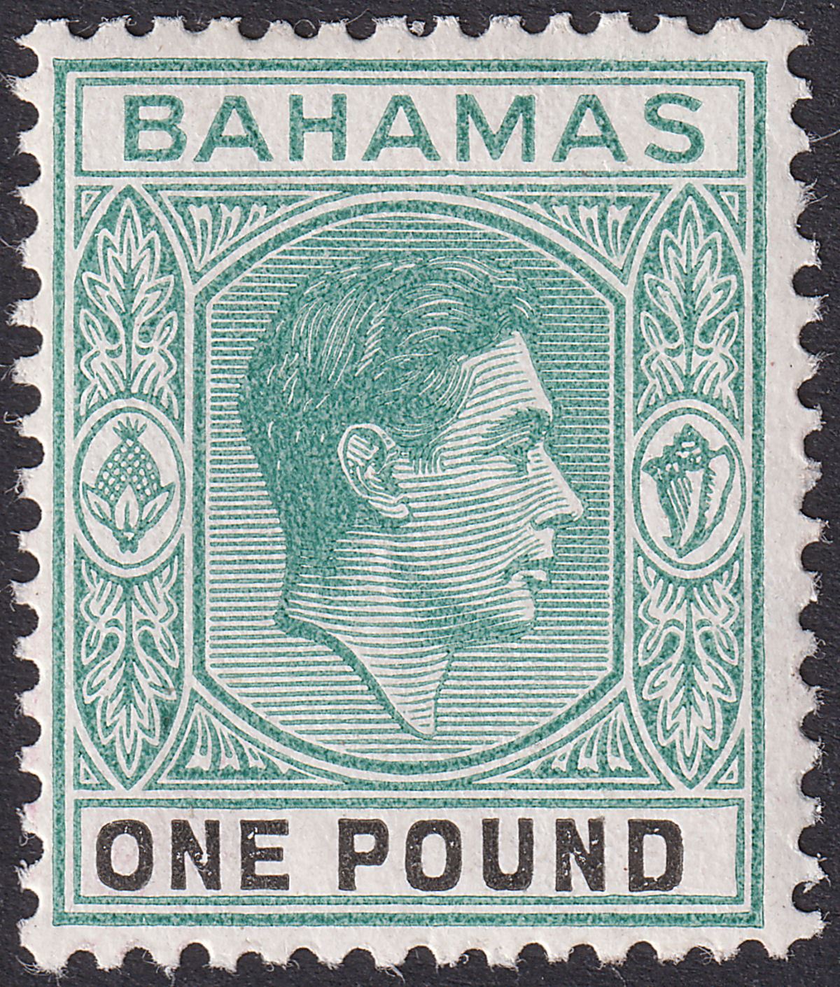 Bahamas 1943 KGVI £1 Blue-Green and Black Mint SG157a cat £65