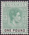 Click for more photos and details Bahamas 1938 KGVI £1 Deep Grey-Green and Black Mint SG157 cat £250