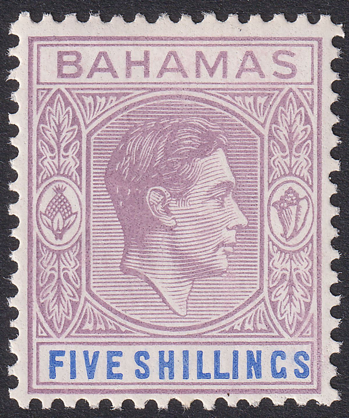 Bahamas 1938 KGVI 5sh Lilac and Blue Mint SG156